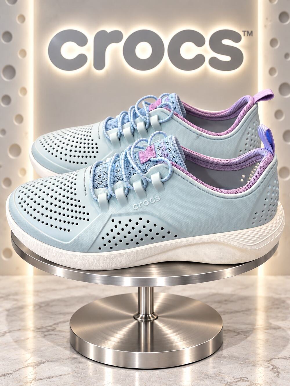 Crocs Kids LiteRide Pacer K Blue Lavender Sneakers J4 Style 206011